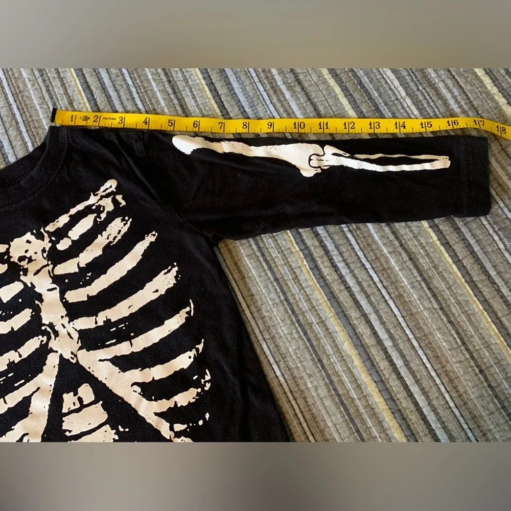 The Children’s Place Skeleton Long Sleeve Shirt Halloween Top Youth Size XS